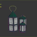 Green Decorative Lantern Furniture With Various Sizes Metal Frame And Glass Panels