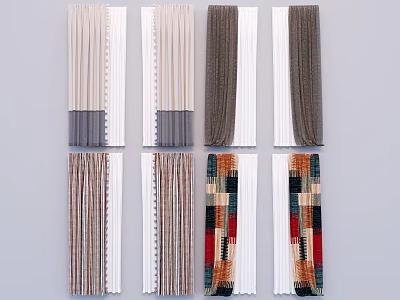 Stylish Curtains Collection With Various Colors Textured Patterns And Modern Home Decor Design 3d model