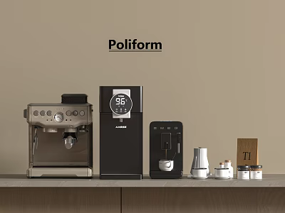 Poliform Kitchen Appliances Display With Coffee Machine Water Dispenser And Kettle 3d model