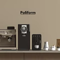 Poliform Kitchen Appliances Display With Coffee Machine Water Dispenser And Kettle 3d model