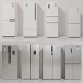 Various Modern Refrigerator Styles With Double Multi Door Designs In White Silver 3d model