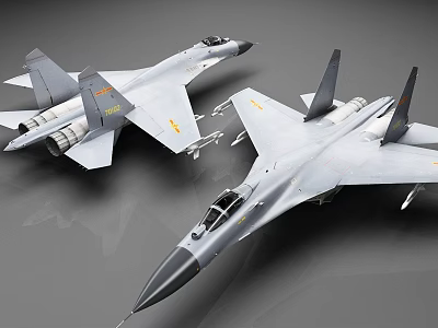 Detailed Gray Military Fighter Jet Models With Missiles And Wings 3d model