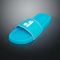 Blue Slip On Slippers With White Logo Comfortable Smooth Sole And Upper 3d model