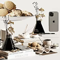 Stylish Decorative Ornament Set With Aromatic Diffusers White Flowers Candles And Books