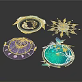 Delicate Round Decorative Coasters With Snowflake Moon Butterfly And Floral Patterns