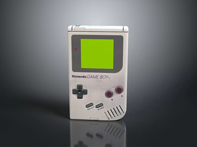 Nintendo Game Boy Classic Handheld Gaming Console With Green Screen And White Design 3d model