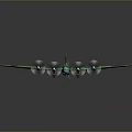 Green Camouflage Airplane Model With Four Propellers Red Stars On Wings Against Gray Background