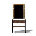 Wooden Vanity Table With Lighted Makeup Mirror And Drawer Design