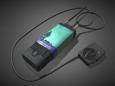 Electronic Device With Green Component Black Base Purple Strap Cable And Grille Part 3d model