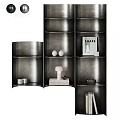 Modern Decorative Cabinet With Sleek Black Shelves Displaying Books Lamp And Ornaments