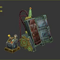 Futuristic Sci Fi Mechanical Device With Gear Structure Transparent Panel And Control Box