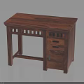 Solid Wood Classic Writing Desk With Lattice Detail Drawers And Cabinet Storage