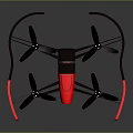 Modern Sleek Red And Black Drone With Four Propellers And Protective Frame 3d model