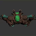 Mechanical Sci Fi Character 3D Model With Green Glowing Head Ring Shaped Copper Green Joints
