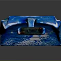 Blue Metal Shovel With Orange Handle And Glossy Head Design