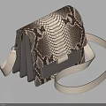 Trendy Silver Gray Snakeskin Design Bag Featuring White Strap And Metallic Hardware