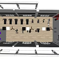 Spacious Fitness Gym Interior With Various Workout Equipment And Wooden Flooring