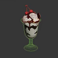 Delicious Ice Cream Sundae In Glass With Whipped Cream Chocolate Syrup And Cherries