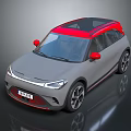 Stylish Modern Gray Car With Red Roof And Red Side Mirrors