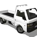 White Small Flatbed Truck With Single Cab And Black Front Bumper 3d model