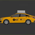 Yellow Taxi Cab With Roof Sign And Side TAXI Lettering