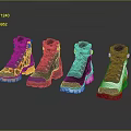 Assorted Design High Top Outdoor Boots Featuring Black Gray White Orange Colors and Thick Soles