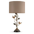Elegant Table Lamp with Branch Base Bird Leaf Decor and Fabric Shade 3d model