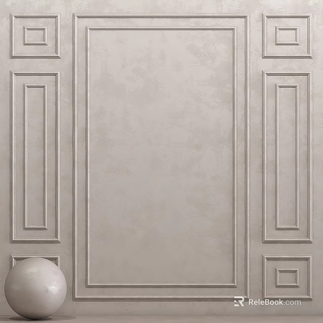 Classic Decorative Wall Panels With Symmetrical Rectangular Molding And Textured Surface 3d model