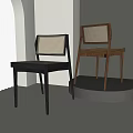 Modern Leisure Chairs With Woven Backrests And Wooden Frames In Black And Brown