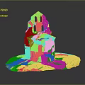 Ancient Stone Building Model With Arched Windows Dome Roof And Grass Platform