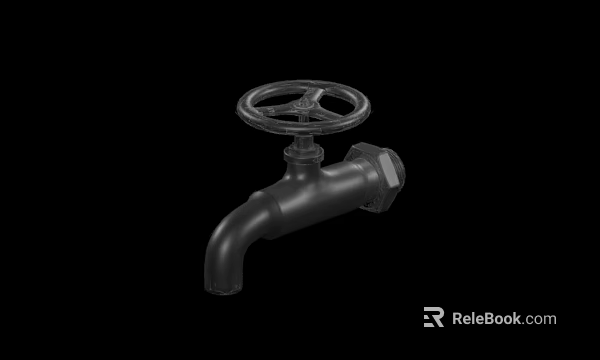 3D Rendered Vintage Metal Water Faucet With Wheel Handle On Black Background 3d model 