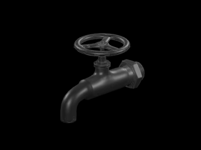 3D Rendered Vintage Metal Water Faucet With Wheel Handle On Black Background 3d model