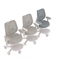 Ergonomic Modern Office Chair With Mesh Back White Armrests And Footrest