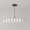 Circular Modern Chandelier with Transparent and White Rectangular Panels Hanging from White Ceiling 3d model