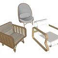 Modern Accent Chairs Featuring Rattan Wooden Frames And Upholstered Seats For Contemporary Living Areas