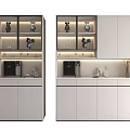 Modern Wine Cabinet With Glass Display Shelves Wine Glasses Decorative Items And LED Lighting