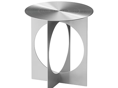 Sleek Modern Metal Side Table With Round Top And Oval Cutout Design 3d model
