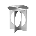 Sleek Modern Metal Side Table With Round Top And Oval Cutout Design
