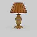 Classic Table Lamp With Brown Fabric Shade Beige Carved Base And Ornate Details
