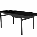 Modern Wooden Desk With Dark Surface Drawer Storage And Minimalist Design