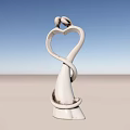 Artistic White Sculpture With Two Birds Forming Heart Shape Against Blue Sky