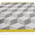 Geometric Pattern Square Carpet In Gray White With Yellow Border Design 3d model