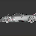 Pagani Huayra Supercar Gray With Red Stripes Carbon Fiber Sleek Design Rear Wing Sporty Wheels