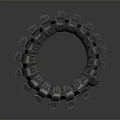 Futuristic Circular Mechanical Ring Structure With Red Lights And Silver Components