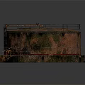 Rusted Circular Storage Tank With Metal Railing Platform Base And Ladder 3d model