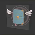 Magical Blue Book With White Wings And Golden Lock Surrounded By Stars And Glowing Halo