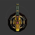 Yellow Futuristic Mechanical Device With Detailed Base Stand And 3D Model Design