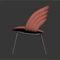 Pink Upholstered Accent Chair With Modern Minimalist Metal Legs Design