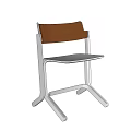 Modern Minimalist Leisure Chair With Brown Backrest And Metal Seat Frame Legs