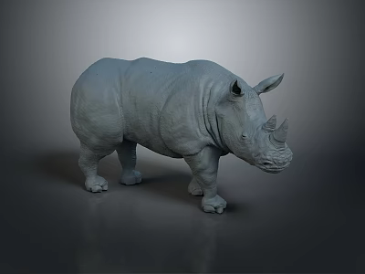 Detailed 3D Rhinoceros Model In Gray With Realistic Texture And Form 3d model